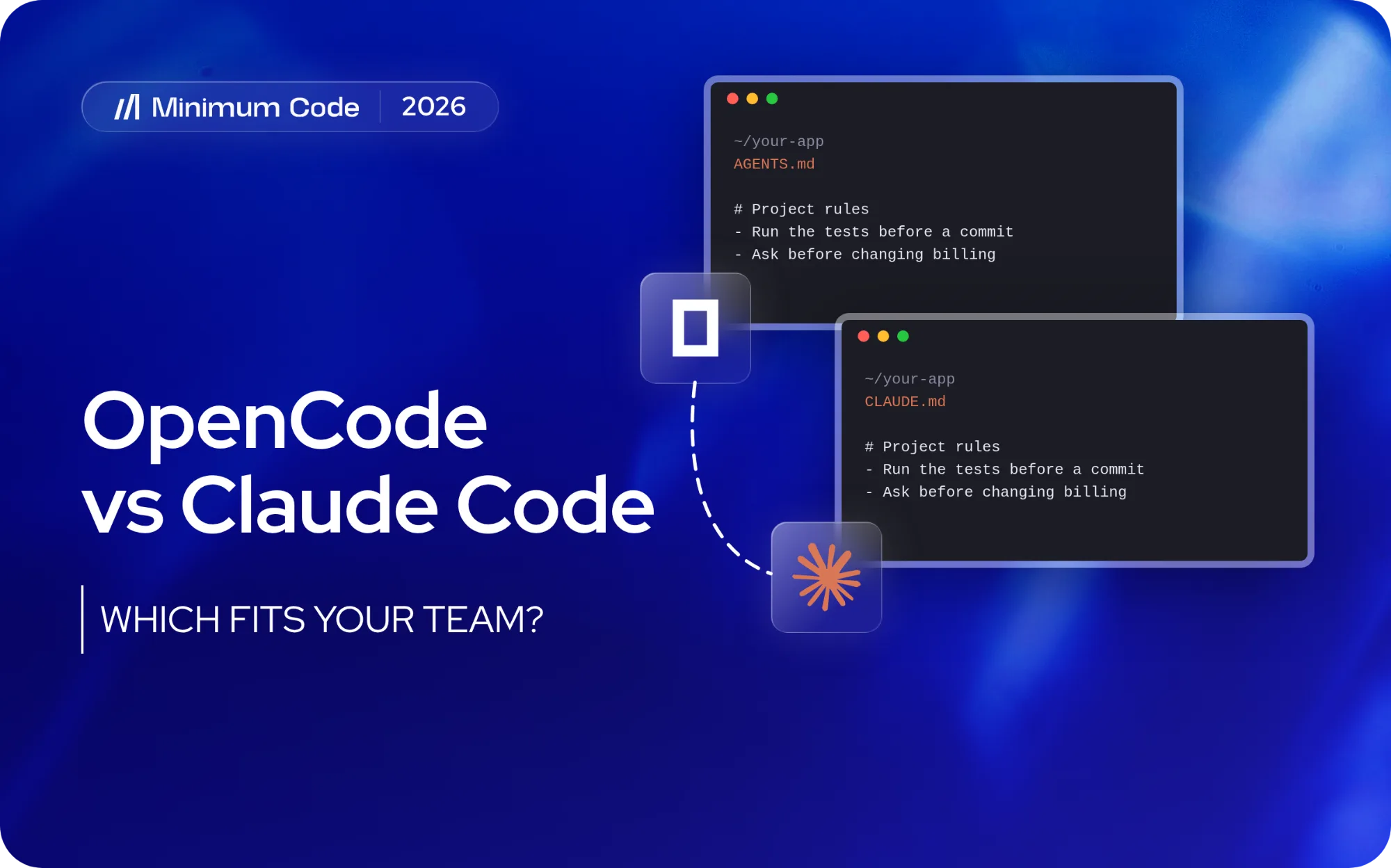OpenCode reading project rules from AGENTS.md next to Claude Code reading the same rules from CLAUDE.md