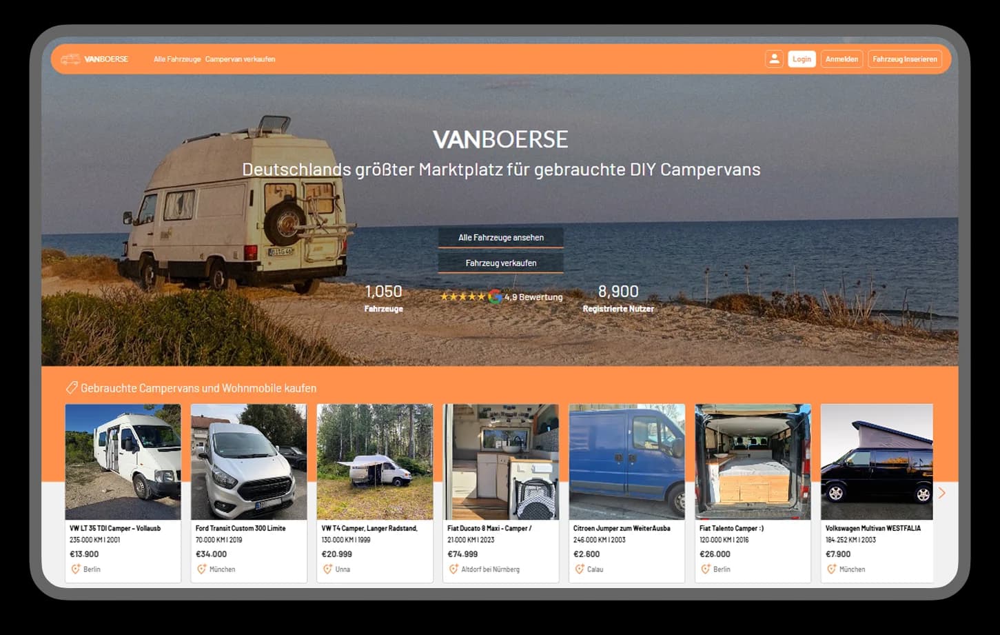 Vanboerse campervan marketplace and vehicle listings