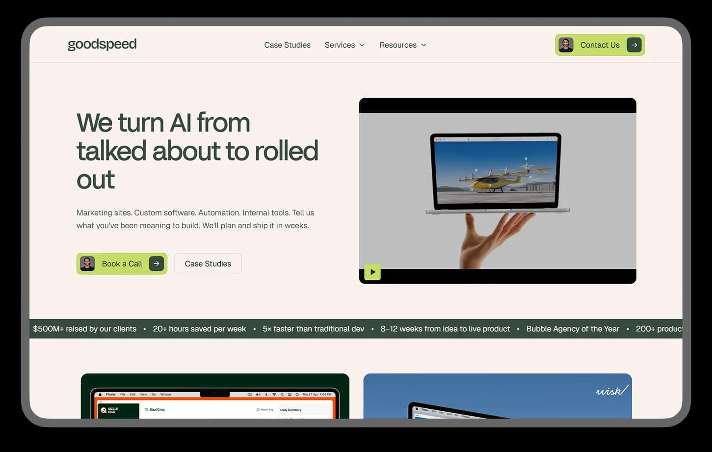 Goodspeed Studio — strategischer Bubble Gold Partner für SaaS-Produkte