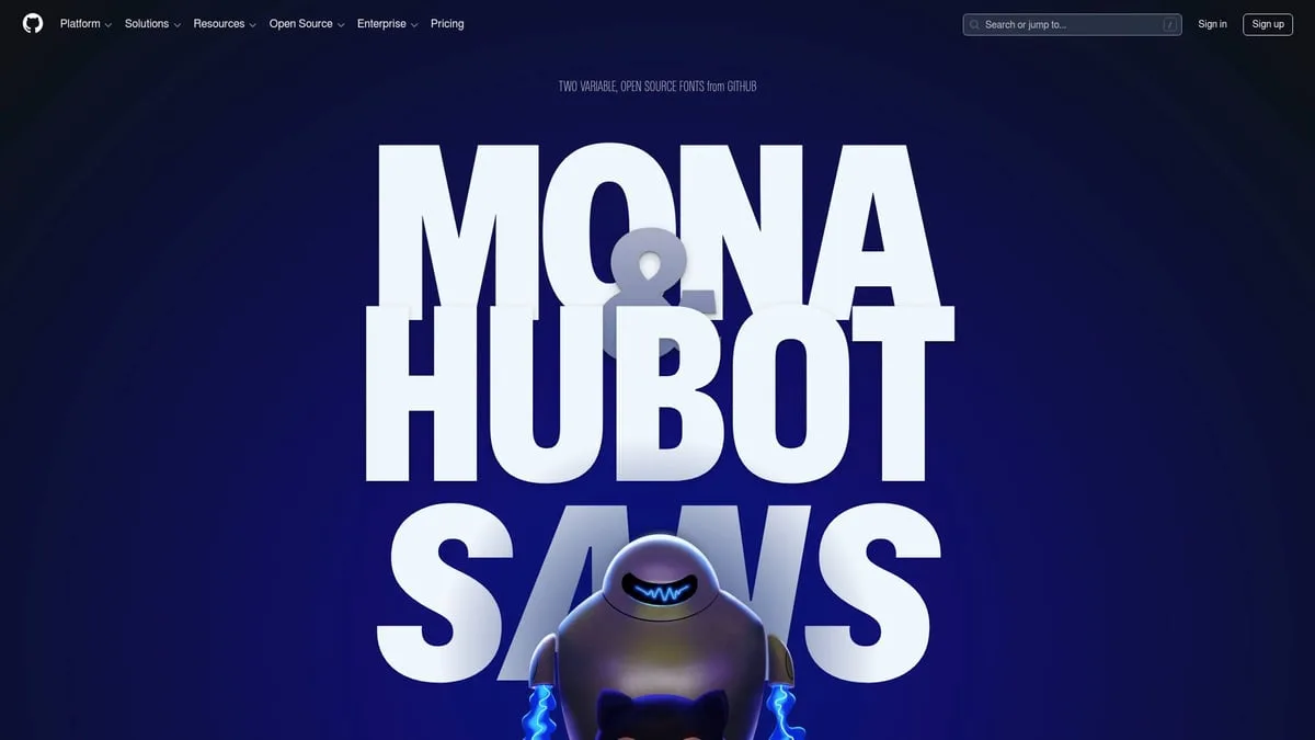 Entdecke 10 der 50 besten Website-Design-Beispiele 2026 - Mona Sans & Hubot Sans (GitHub)