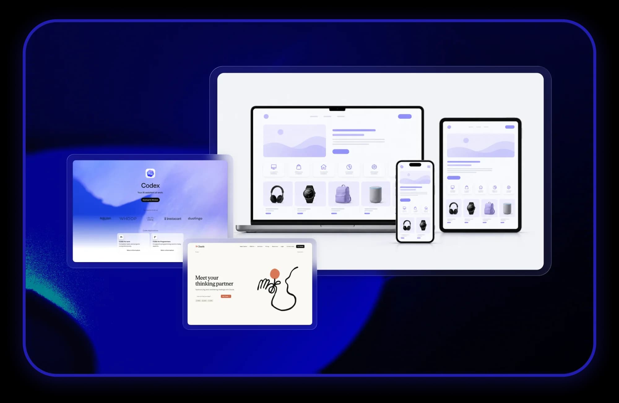 Responsive product designs alongside Claude and AI development windows
