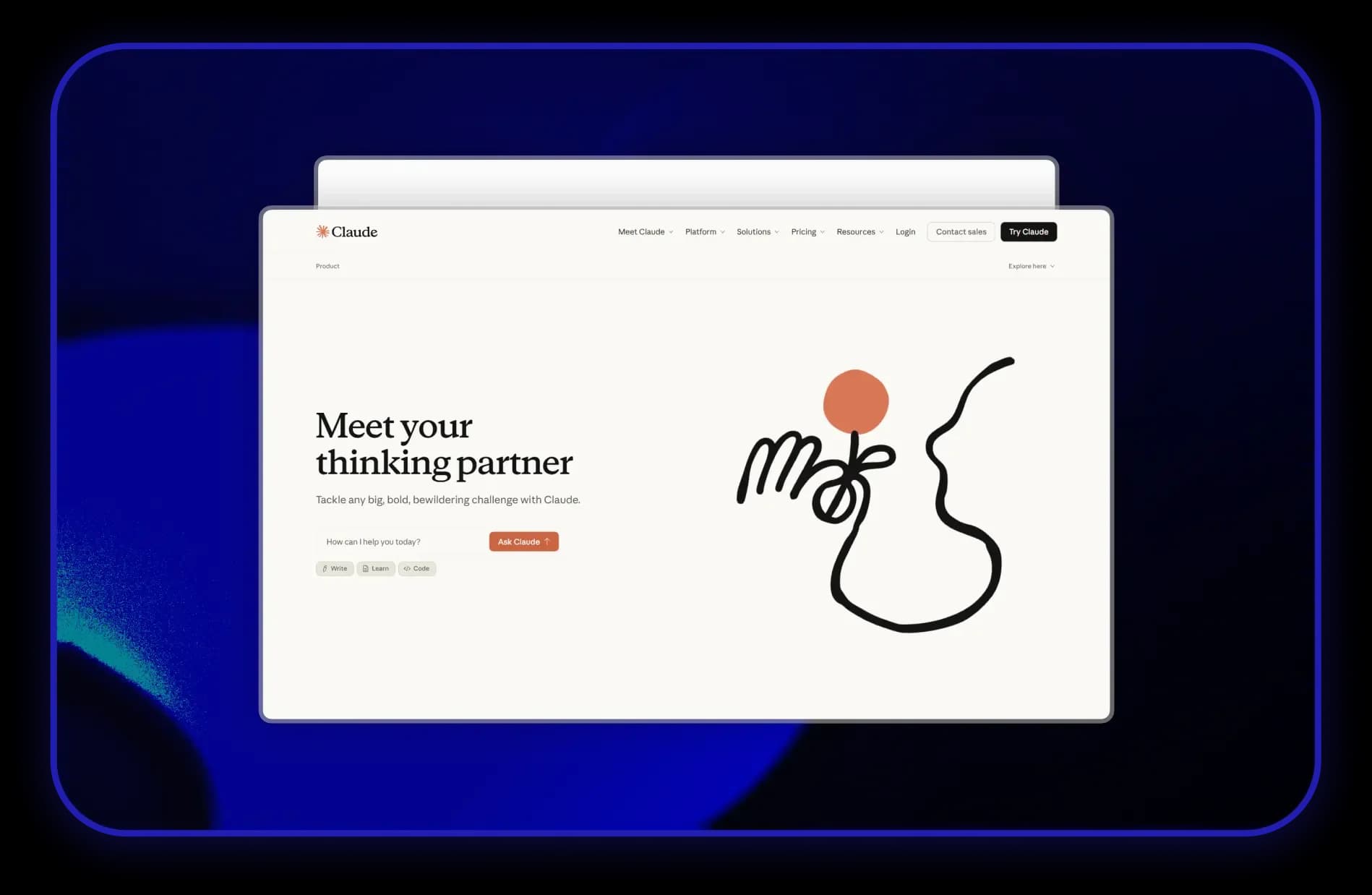 Claude-Website in überlappenden Browserfenstern