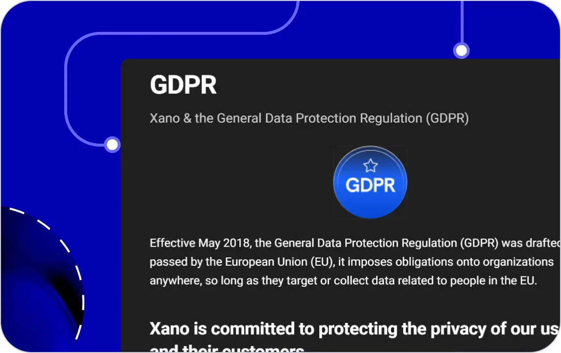 Xano-Informationen zur DSGVO