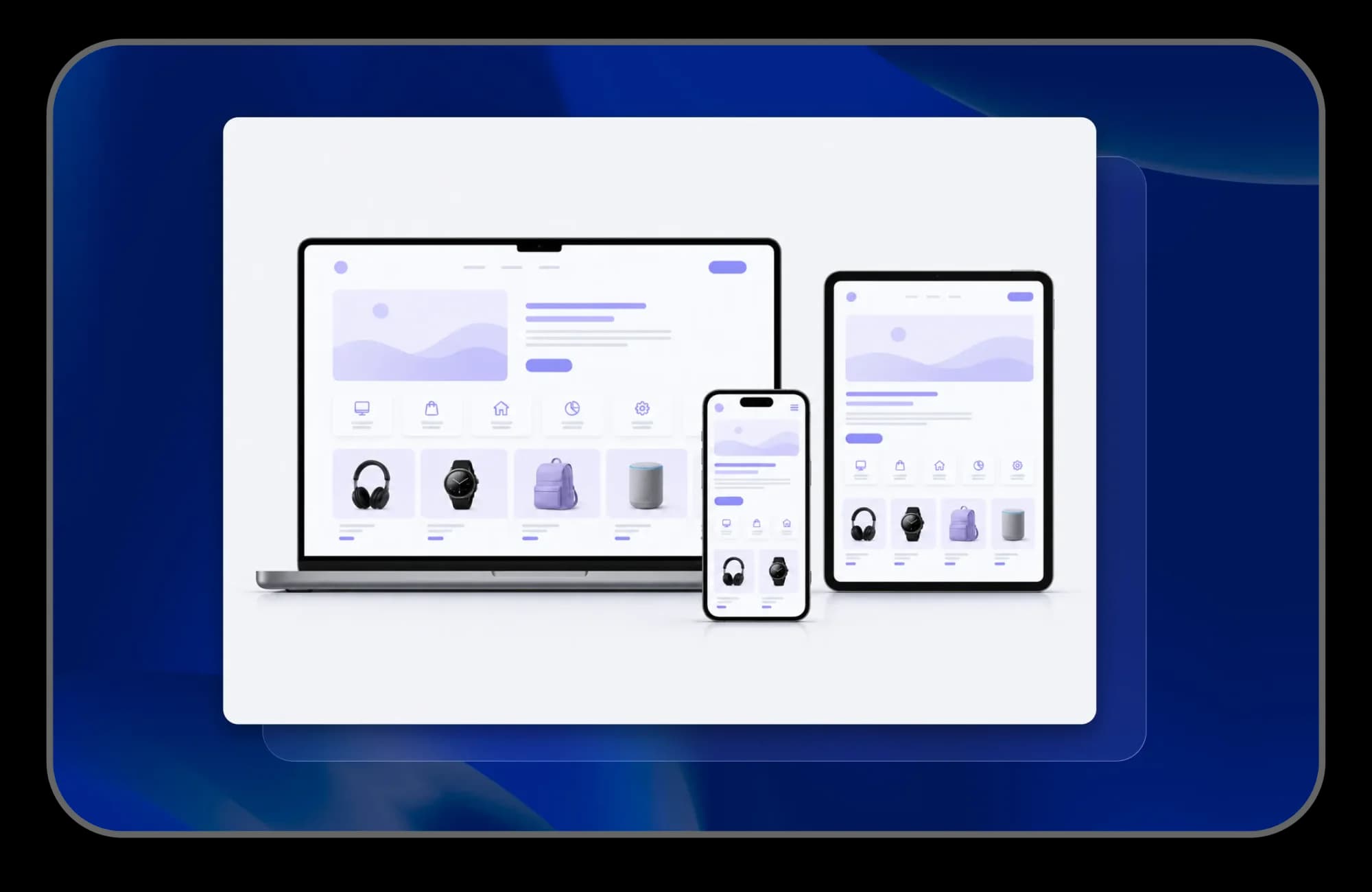 Responsive product interface on laptop, tablet and phone