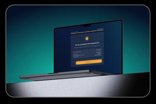 Accelya — completed assessment on a laptop