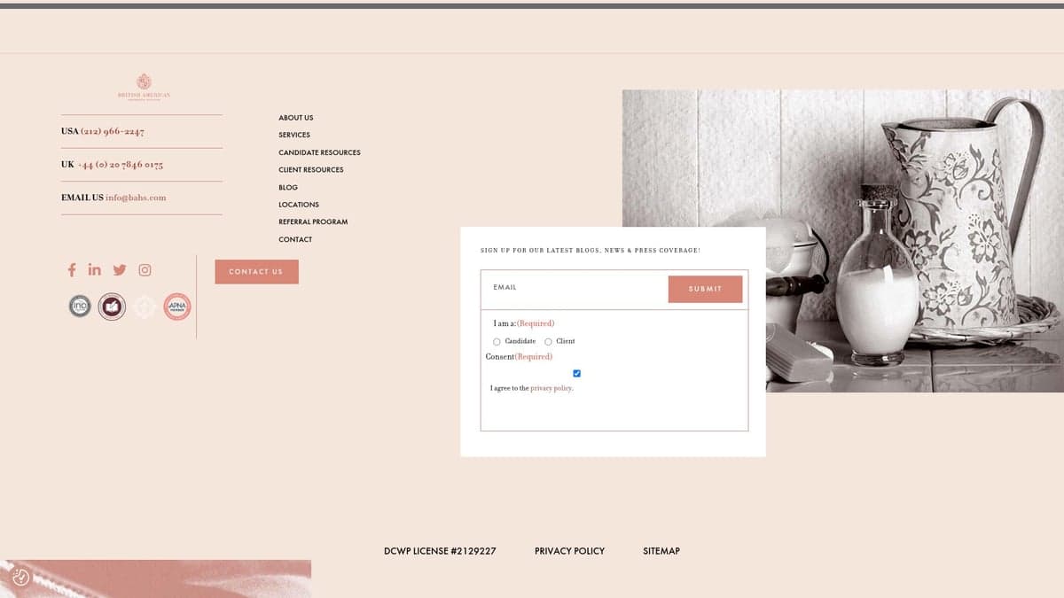 Entdecke 10 der 50 besten Website-Design-Beispiele 2026 - British American Household Staffing Agency