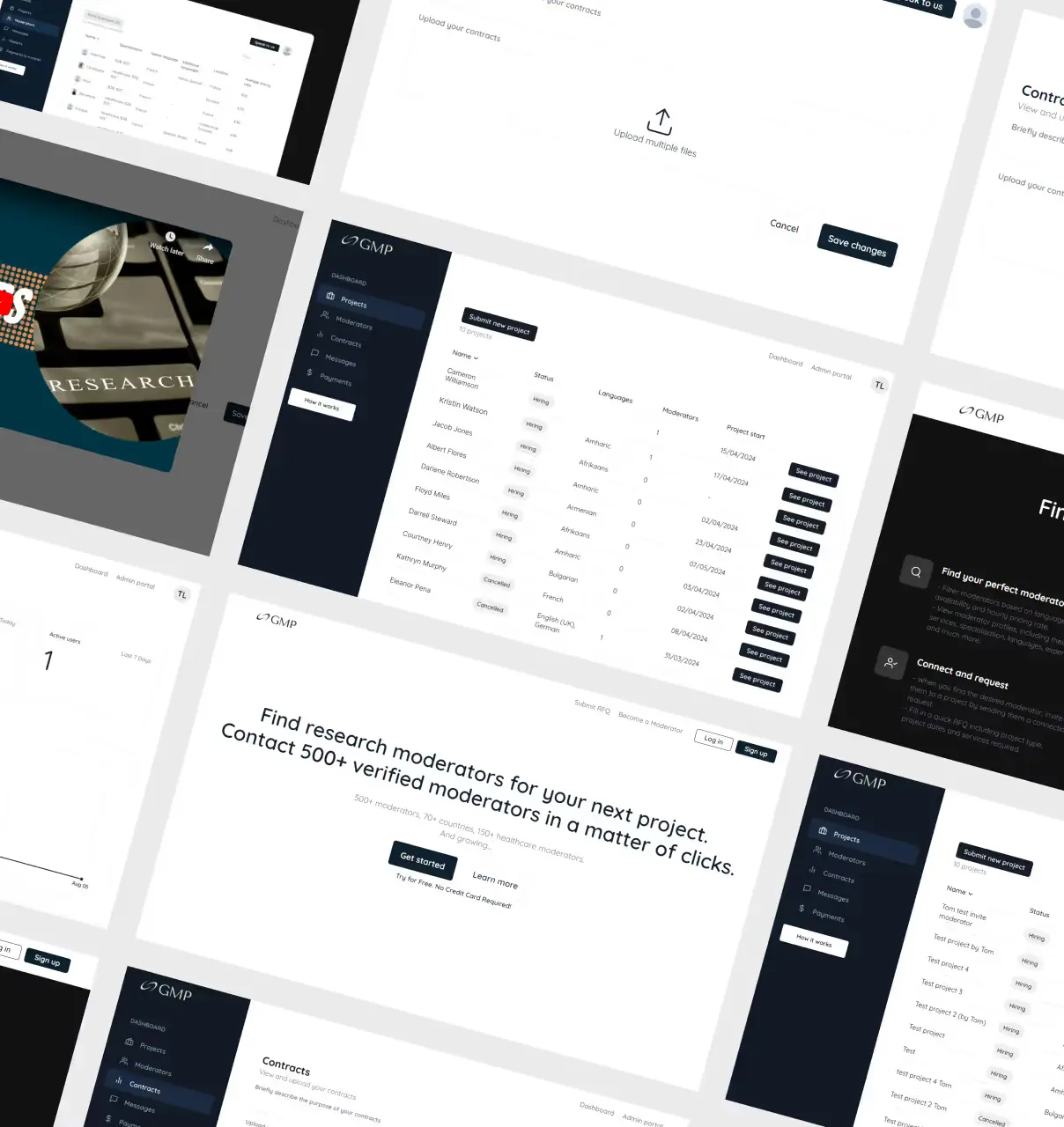 Business application dashboards and interface designs