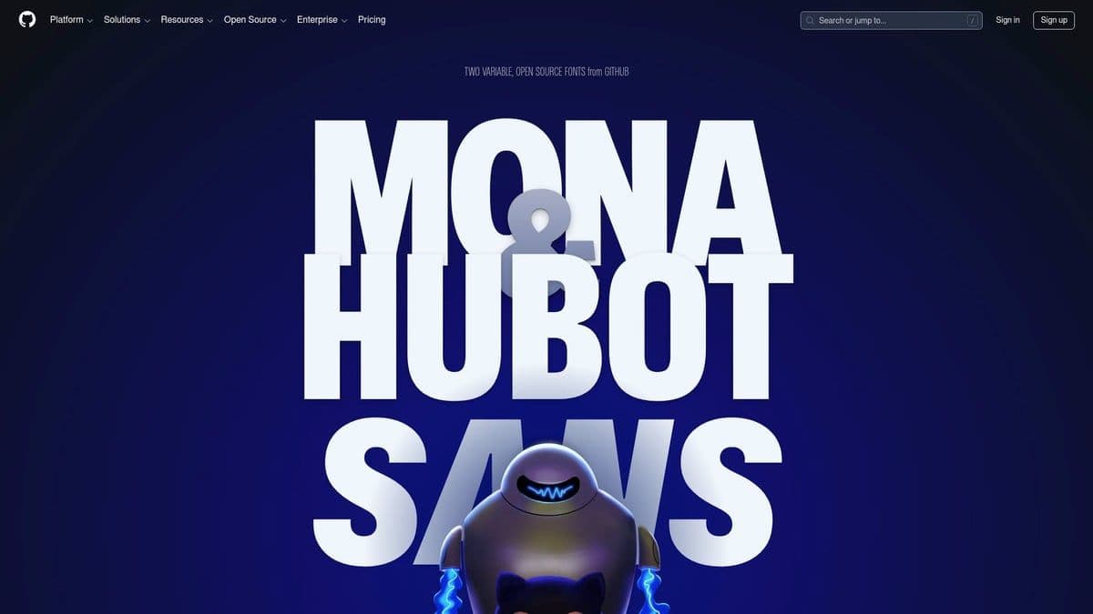 Entdecke 10 der 50 besten Website-Design-Beispiele 2026 - Mona Sans & Hubot Sans (GitHub)