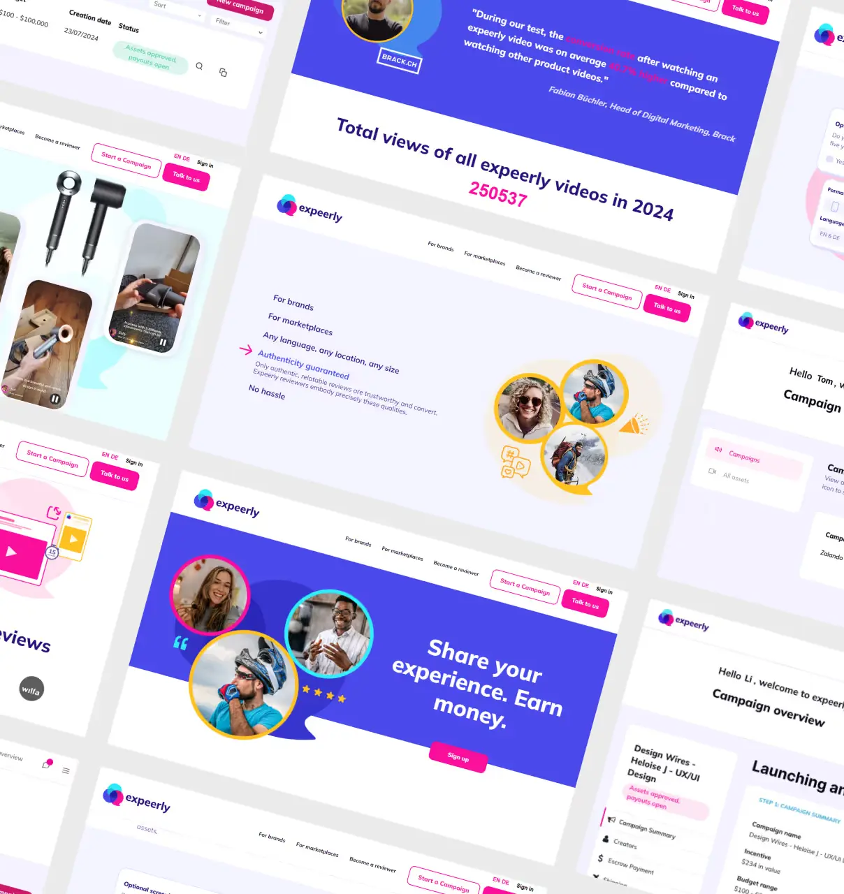 Marketplace website interface designs