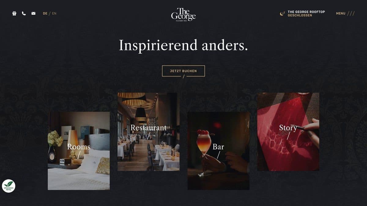 Entdecke 10 der 50 besten Website-Design-Beispiele 2026 - The George Hotel Hamburg
