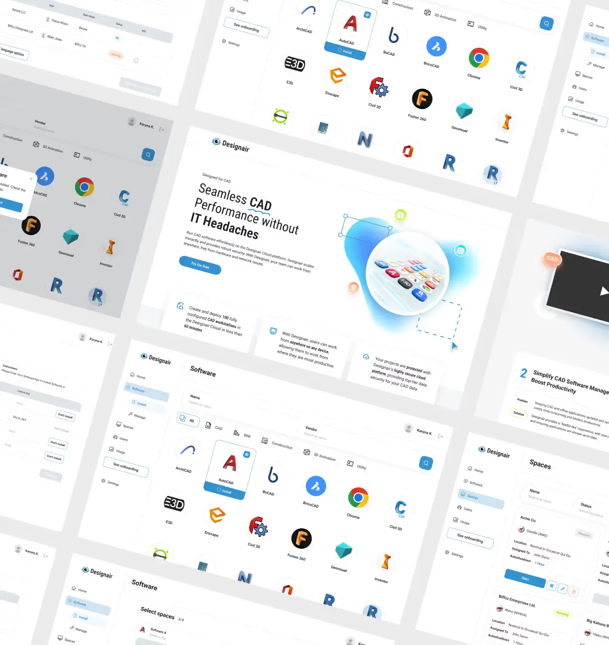 SaaS application interface designs