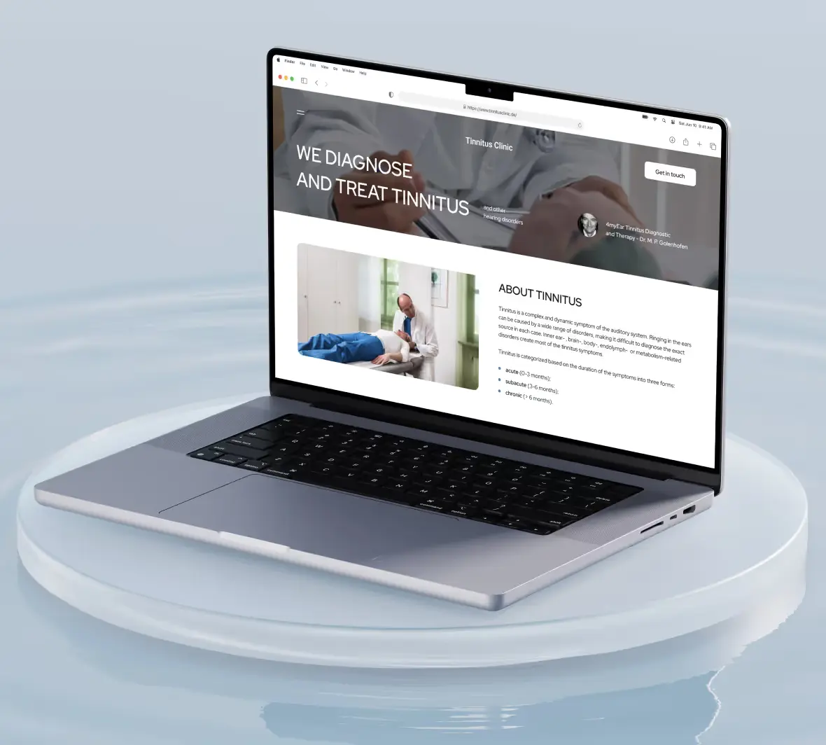 Client website displayed on a laptop