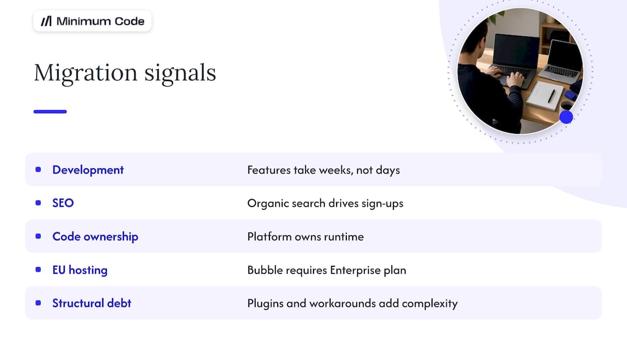 Five reasons founders consider leaving Bubble